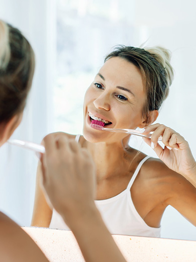 brushing and flossing